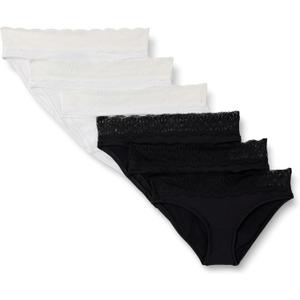 Amazon Essentials Women's Microfibre with Lace Trim Ladies Knickers, Bikini, Boyshort, Thong and Full Brief Styles, Pack of 6 (XL)