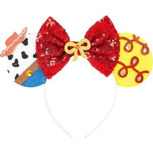YUNISS Mouse Ear Headbands,Sparkle Mouse Ears Headband for Women Girls Cartoon Princess Costume Cosplay Decoration (Jessie Hat A)