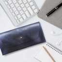 Succor Genuine Leather Utility Pouch - Leather Cash Envelope Wallet & Money Holder, Reusable Budget Organizer & Retro Clutch for Men & Women - 7.5x3.5 inch, Blue