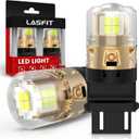 LASFIT 3157 LED Bulb for Reverse Light, 3156 3056 LED Bubs 6000K Xenon White, Super Bright 3057 3047 4114 4157 4057 LED Lights with Projector for Backup, DRL, Only for Standard Socket (2-Pcs)