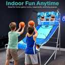 SereneLife Dual Shot Basketball Arcade Game with Electronic Scorer, 8 Game Modes, Indoor Outdoor 2 Player Basketball Shooting Game, Foldable Arcade Set with 5 Balls and Pump, One Size