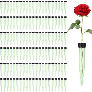LDHHYH 150 Pack 4 Inch Floral Water Tubes with Caps, Plastic Green Flower Water Tubes, Water Tubes for Flower, Single Floral Tubes for Fresh Flower Arrangement Decoration