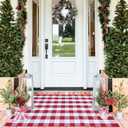 Red and White Plaid Rug Christmas Outdoor Front Door Mat Cotton Hand-Woven Washable Rug for Layered Door Mats Carpet for Farmhouse, Porch, Entryway, Living Room(Red and White, 27.5"43.3")