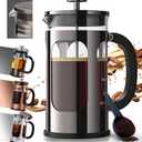 BAYKA French Press Coffee Maker 34 Ounce 1 Liter, Borosilicate Glass Stainless Steel Brewer, Large Portable Cold Brew Cafetera Teapot for Kitchen Travel Camping Coffee Bar Accessories, Dark Pewter