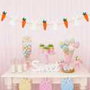 Easter Bunnies and Carrots Garland, 3D Felt Bunny Carrot Wooden Beads Banner Rustic Easter Hanging Wall Decorations for Home Farmhouse Indoor Spring Decor