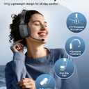 Bluetooth Headset, 60hrs AI Noise Canceling V5.2 Over Head Headphones, Single Ear Trucker Wireless Headset with Mic, Mute Button, Multipoint, for Phones PC Computer Truck Driver Office Work - Black