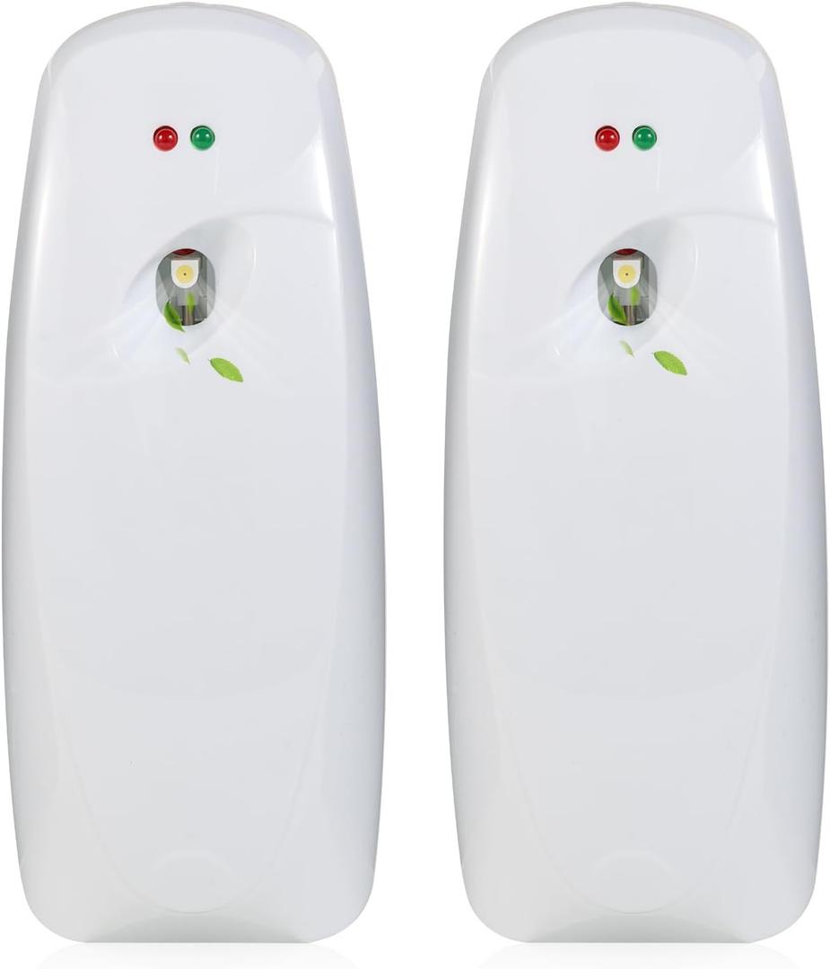 2PCS Automatic Air Freshener Spray Dispenser - Commercial and Home Use - Multiple Time Scent/Mist Release Settings for Room/Restroom Sprayer,Air Freshener not Included,White (2 Ounce (Pack of 2))