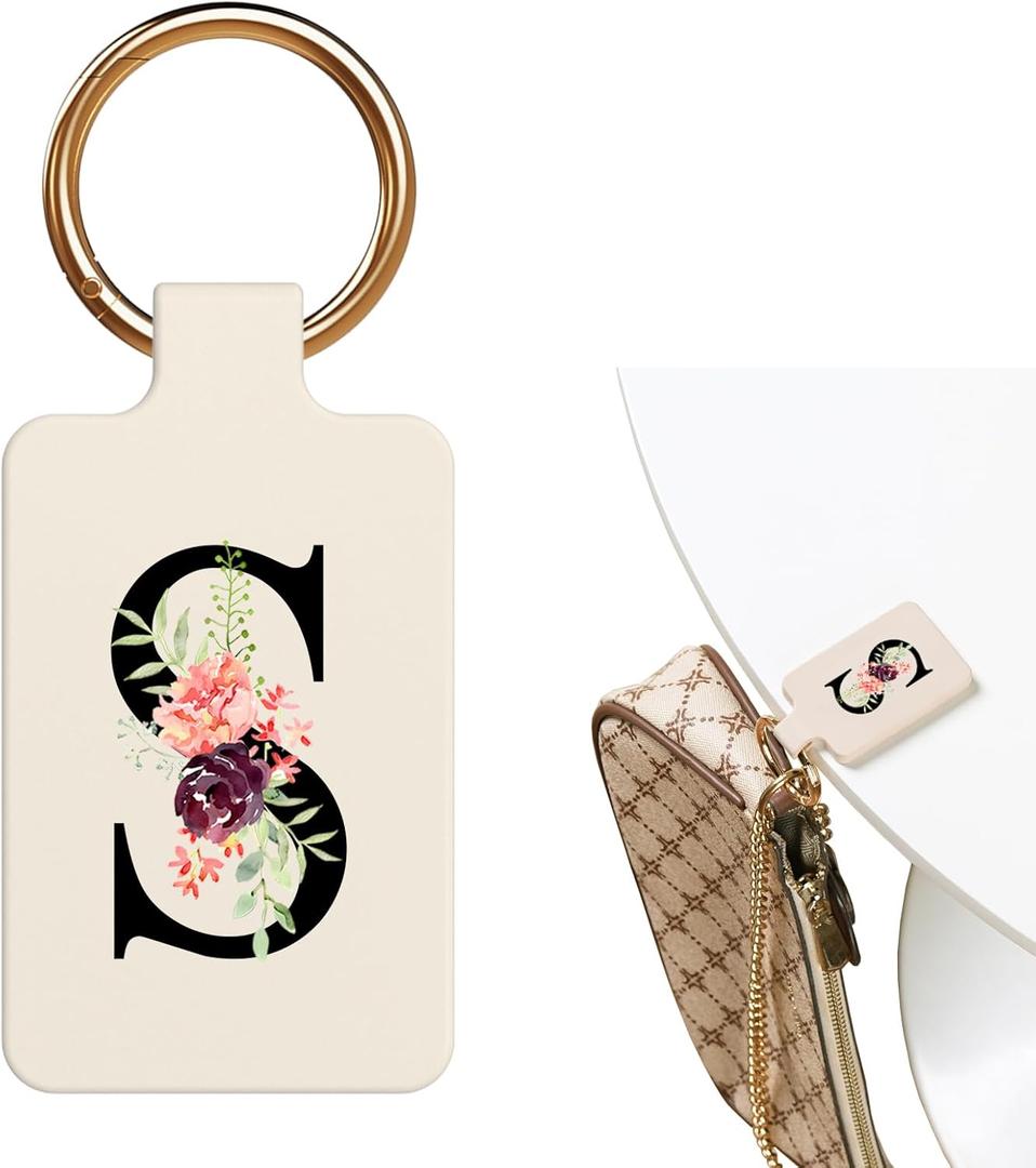 Letter A-Z Strong Magnetic Purse Holder Stylish Floral Design Handbag Hanger for Women Suitable for Table Tops Metal Wall Door Hinge Frame Shopping Cart Valentine's Day Gift Bag Charms