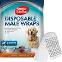 Simple Solution Disposable Male Wraps, Absorbent Leak Proof Belly Bands for Dogs, Incontinence Aid, Puppy Training, Marking Control, and Travel Protection, Large Dogs, 1827 Inch Waist, 30 Count