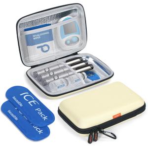 Diabetic Supplier Travel Case Bag - Hard Shell Carrying Case for Blood Glucose Monitor, Blood Sugar Monitor, Diabetes Testing Kit, Test Strips, Lancing Device, Insulin Pens, Syringes, EpiPens, Inhaler