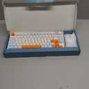 BlueFinger 75% Wireless Gaming Keyboard and Mouse with Smart Display, Rechargeable Light Up Wireless Keyboard with Knob Control, RGB Backlit Gaming Mouse for Mac Laptop Computer PC Gamer (White)