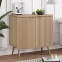 FONTOI Buffet Cabinet with Storage, Wood Fluted Multifunctional Storage Cabinet with 2 Doors, Sideboard Buffet Credenzas for Living Room, Entryway, Hallway, Natual Oak