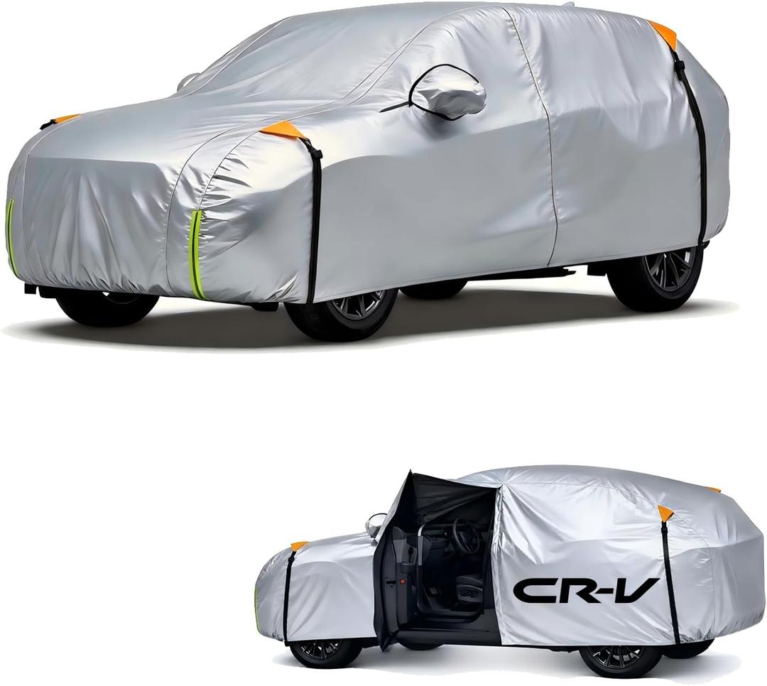 Wigoo Honda CR-V Car Cover Accessories 1997-2026, Custom Fit Waterproof All Weather Outdoor Indoor Full SUV Cover, Windproof Sun UV Rain Snow Dust Protection, Door Zipper, Reflective Strips