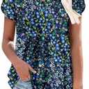 ONLYSHE Womens Tops Short Sleeve Tunics Blouse Spring Summer Casual V Neck Tshirts XXL