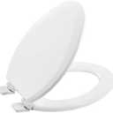 Wood Toilet Seat, Slow Close, High Gloss Finish, Premium Moulded Wood, Quick Release, White, PIKLiDS (Elongated)