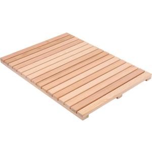 bingaai Cedar Wood Shower Mat, Cedar Wooden Bath Mats, Wood Bath Mat 31.5  23.6 in, Shower Stall Mat Non-Slip for Bathroom Bathtub Spa Sauna Garden Home, Wooden Floor Mat Large for Indoor and Outdoor