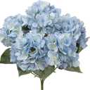Blue Hydrangea Artificial Flowers Large Artificial Hydrangeas Silk Flowers for Home Decor Indoor Wedding Flowers Bouquets Faux Flowers Kitchen Centerpiece Table Decorations