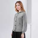 Women's Fashion Hooded Knit Open Front Sweater Long Sleeve Button Outerwear Coats (Gray, S)