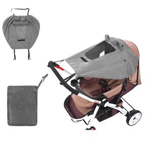 Universal Stroller Sun Shade UV Protection Baby Stroller Sun Cover Waterproof Stroller Cover with Viewing Window for Outdoor(Only Sun Cover) (grey)