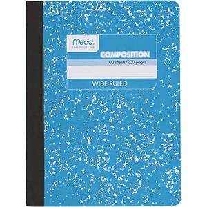 Mead Composition Notebook, Wide Ruled Paper, 7-1/2" x 9-3/4", 100 Sheets, Multicolor, Pack of 5