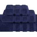 American Soft Linen Premium 3 Piece Towel Set, 1 Bath Towel 1 Hand Towel 1 Washcloth, 600 GSM 100% Cotton Turkish Towels for Bathroom, Navy Blue Towel Set