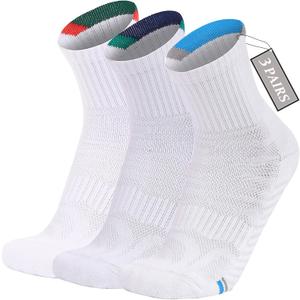 Athletic Ankle Socks 3 Pack Men Women,Moisture Wicking Cushioned Running Socks,Compression Arch Support Basketball