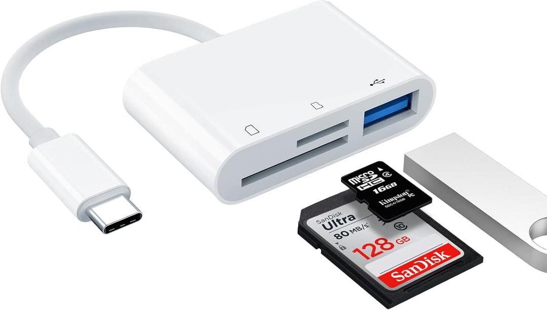 USB C SD Card Reader Adapter, Fermoved Type C Micro SD TF Card Reader Adapter, 3 in 1 USB C to USB Camera Memory Card Reader Adapter for New Pad Pro MacBook Pro and More UBC C Devices