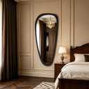 WallBeyond Asymmetrical Irregular Wall Mirror, Decorative for Bedroom Living Room Entryway Hall, Wood Frame for Mid Century Modern Decor 48" H x 22" W, Dark Brown
