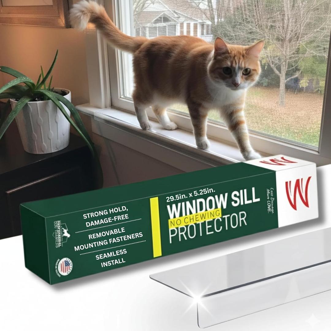 CLAWGUARD Plexiglass Window Sill Protector Thick Crystal Clear Window Sill Cover & Extender Window Ledge Protector for Dogs & Cats (29.5in. x 5.25in.)