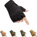 HYCOPROT Fingerless Tactical Gloves, Knuckle Protective Breathable Lightweight Outdoor Military Gloves for Shooting, Hunting, Motorcycling, Climbing (Large, Black)