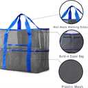 Mesh Beach Bag, Extra Large Beach Bags with 9 Pockets & Zipper Waterproof Lightweight Beach Tote for Beach/Pool Trip (Grey)