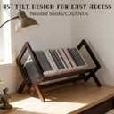 CD/DVD Storage Rack Wooden CD Holder Holds Up to 26 DVD Cases, Rustic Style Desktop Media Organizer Stand, Blu-ray CD Storage Shelf for Video Games, VHS Tapes and Desktop Organization