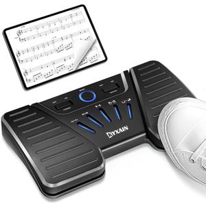 Wireless Page Turner Pedal, Bluetooth Page Turner Pedal for iPad, Rechargeable Bluetooth Music Pedal Swtich for Tablets Phones Compatible with Various Music Apps Anti-slip Slient Foot Switches