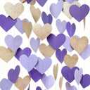 Champagne Gold Purple Heart Party Decorations Glitter Paper Love Heart Hanging Garland Banner Streamer for Valentines Day Birthday Baby Shower Wedding Anniversary Lilac Violet Lavender Themed Party