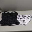 Eomenie Womens Halter Tankini Bathing Suit Ruched Tummy Control Two Piece Swimsuit with Bottom, Black and white, Size XL