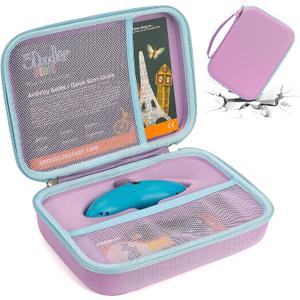 Yewltvep Hard Case for 3 Doodler Start+ Essentials for 3D Pen Set for Boy&Girl, Art Activity Set Storage Organizer for Educational STEM Toy Hold Filament Refill DoodlePad, Guide, Cable (CASE ONLY) (Purple-Blue)
