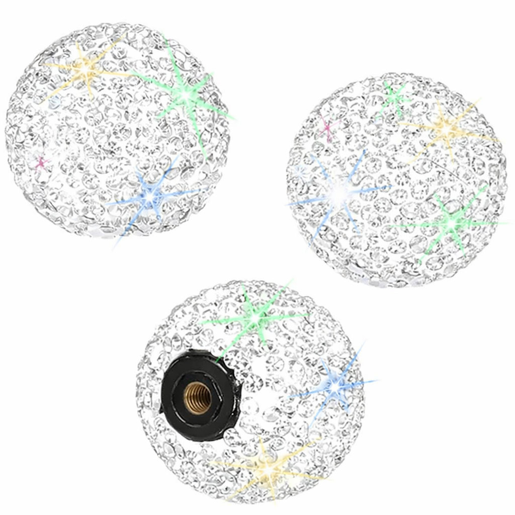 SAVORI Cabinet Knob Crystal Dresser Cupboard Drawer Wardrobe Door Knobs Bling Round Pull Handle with Screws for Home Kitchen Bathroom Office 3PCS (White)