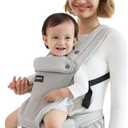 Momcozy Baby Carrier with Hip Seat, 2-in-1 Forward-Facing Carry for Active Babies, Detachable Hands-Free Carrier up to 44lbs, Breathable Infant Carrier Fits Waist Sizes up to 45 Inches, AirMesh Grey