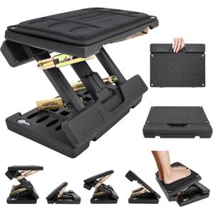 Adjustable Foot Rest Under Desk - Ergonomic Office Foot Stool with Massage, Leg Rest for Desk, Anti-Slip Design for Home & Work, Improves Posture (Black)