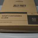 JOLLY PARTY 50pack 8oz Paper Soup Containers with Lids, Disposable Paper Food Cups, Ice Cream Cups, Food Storage with Lids, Microwavable and Freezer Safe, Suitable for Christmas Thanksgiving (Brown)