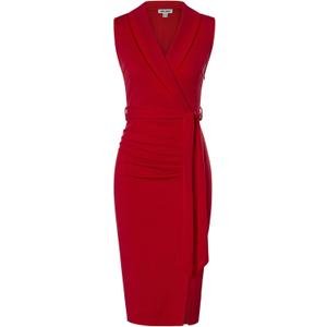 GRACE KARIN Women's Wear to Work Sleeveless Ruched Bodycon Office Pencil Midi Dresses with Belt (8, Deep Red)