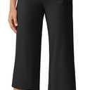 G4Free Capri Pants for Women Wide Leg Yoga Dress Cropped Pants Capri Leggings with Pockets for Casual Summer (Blue, XL)