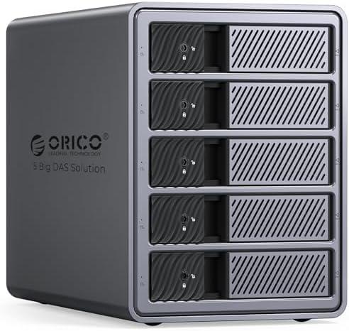 ORICO RAID 5 Bay HDD Enclosures USB 3.0 Push-Pull Mounting for 3.5-inch HDD, Max 110TB, External Direct Attached Storage 8 RAID Modes Supported 9858RU3