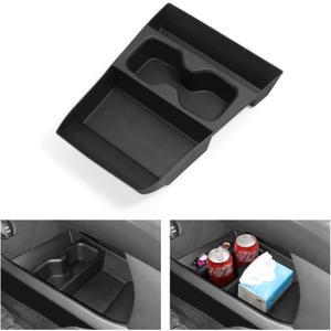 LUCKEASY Centre Console Lower Storage Box Suitable for 2024 2025 2026 Hyundai Santa Fe Centre Console Lower Space Organiser Tray with Water Cup Limiter TPE Tidy For Santa Fe Accessories Black