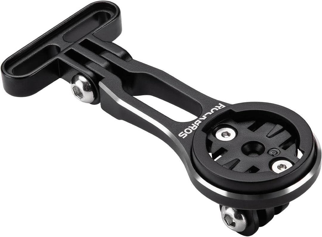 ROCKBROS Bike Computer Mount Adjustable Out-Front Bicycle Computer Mount Aluminum Integrated Cycling Computer Mount Compatible with Garmin, Bryton, Go Pro for Handlebar Clamp Diameter up to 4 cm