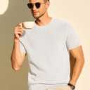 JMIERR Men's T-Shirts Casual Knit Short Sleeve Cotton Crewneck Solid Honeycomb Knitted Pullover Tees (Green, XL)