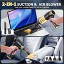JONYJ Handheld Car Vacuum Cleaner Cordless, 16000PA Hand Held Vacuum Portable, 2 in 1 Air Duster and Mini Vacuum Cleaner Rechargeable with LED, Multi-Nozzles & Washable Filters for Home Office Car Pet