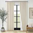 100% Blackout Curtains 80 Inch Length 2 Panels Pinch Pleated Back Tab Cream Beige Heat Blocking Window Boho Farmhouse Living Room Darkening Curtains Neutral Linen Blackout Drapes for Bedroom