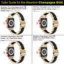Wearlizer Compatible with Apple Watch Band 42/44/45/46/49mm Womens Stainless Steel Champagne Wristband, Black Resin Replacement Classic Strap iWatch Series 11 10 9 8 7 6 5 4 3 SE/Ultra 3 2 1
