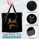Teling 200 Pcs Thanks Bags with Handle Bulk Thank You Merchandise Bags 3 Size Plastic Packet Retail Shopping Package for Boutique 9 x 12'', 12 x 15'', 15 x 18''(Black), 200 count